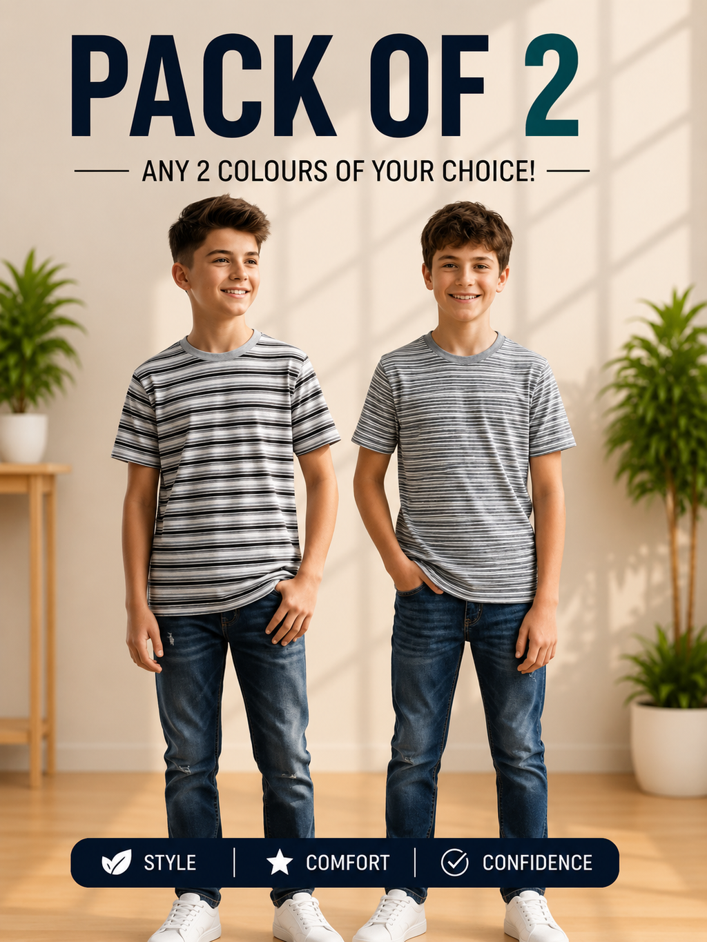 Striped T-Shirt Pack of 2 – Deal # [6]