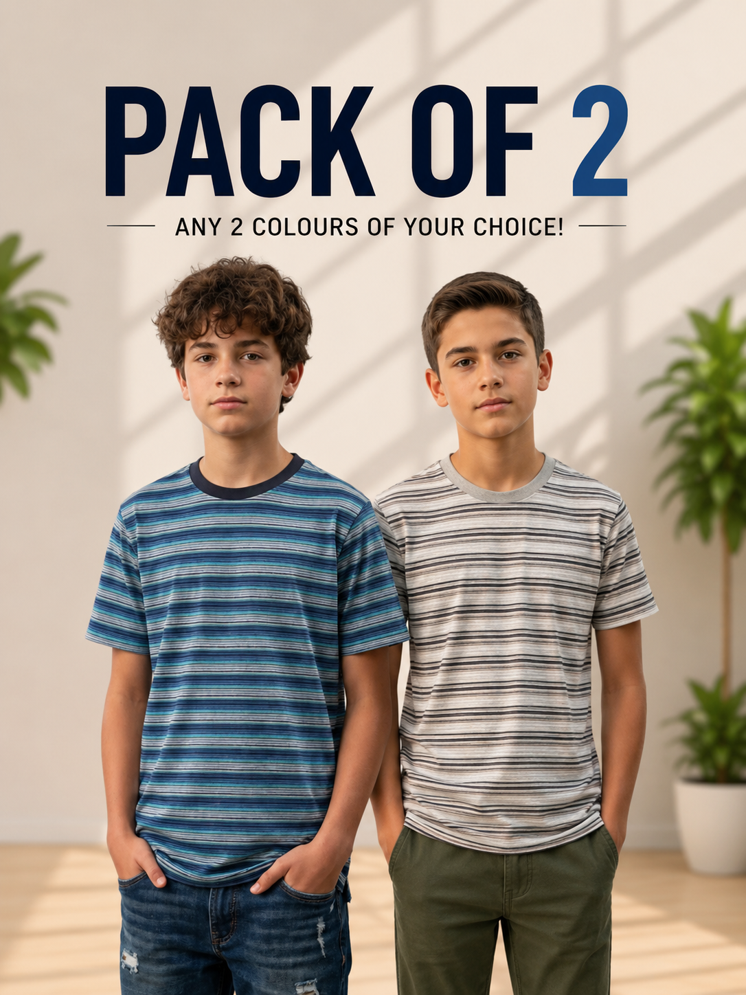 Striped T-Shirt Pack of 2 – Deal # [2]