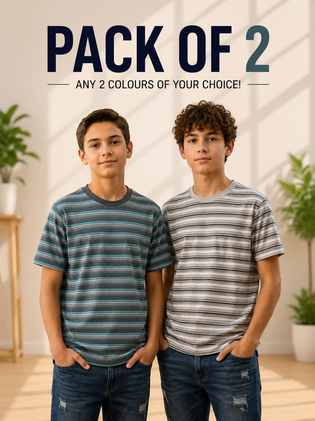 Striped T-Shirt Pack of 2 – Deal # [3]