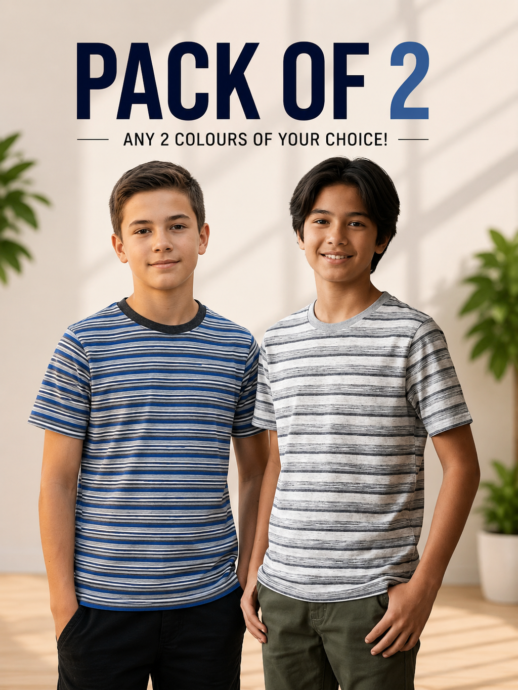 Striped T-Shirt Pack of 2 – Deal # [1]
