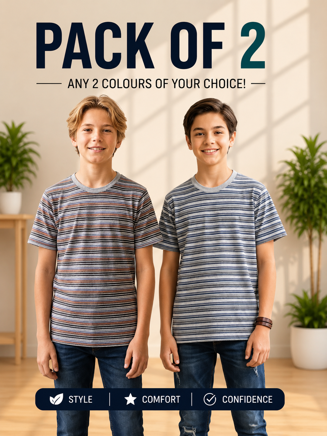 Striped T-Shirt Pack of 2 – Deal # [5]
